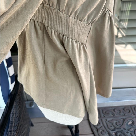 CONVERSE One Star ⭐️ Ladies Tan Belted Shawl Collar Wrap Cardigan - Sz SML - Picture 9 of 13